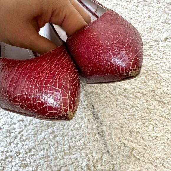 Miu Miu Cracked Effect Red Leather Pumps High Heels Size IT 40.5 / US 10.5 - Picture 12 of 15
